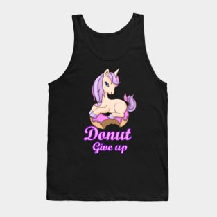 Funny unicorn t-shirt unicorn with donut give up Tank Top